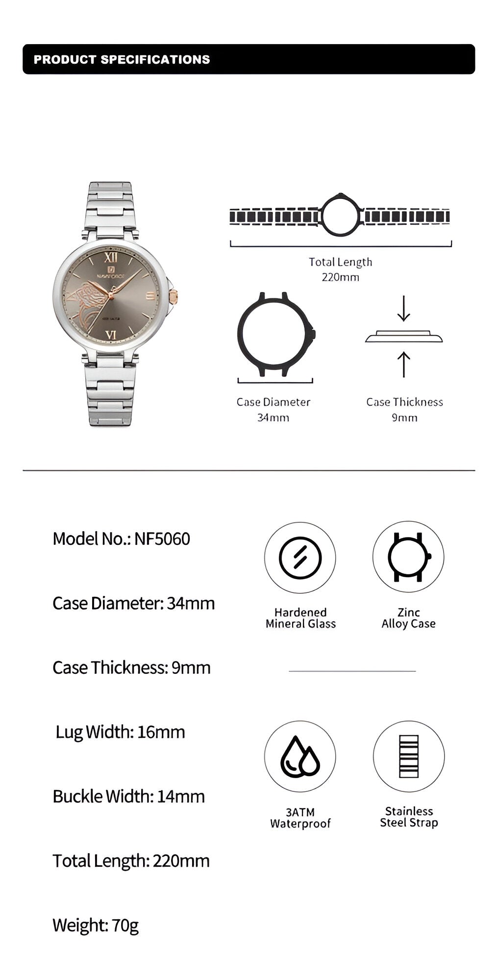 Reloj Naviforce Casual Nf5060 Mujer Flor
